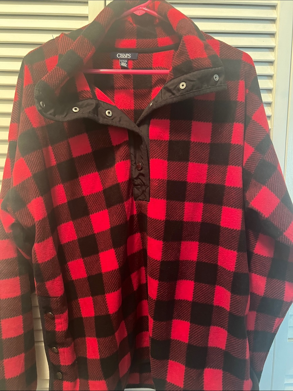 #3227**”17x33” Unisex’s Chaps Red and Black Buffalo Plaid Pullover Hoodie